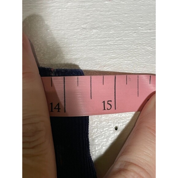 Vintage Corduroy Pants Navy Red Print High Waist Button Leg 80s 90s Boho 29x28 - Picture 14 of 16